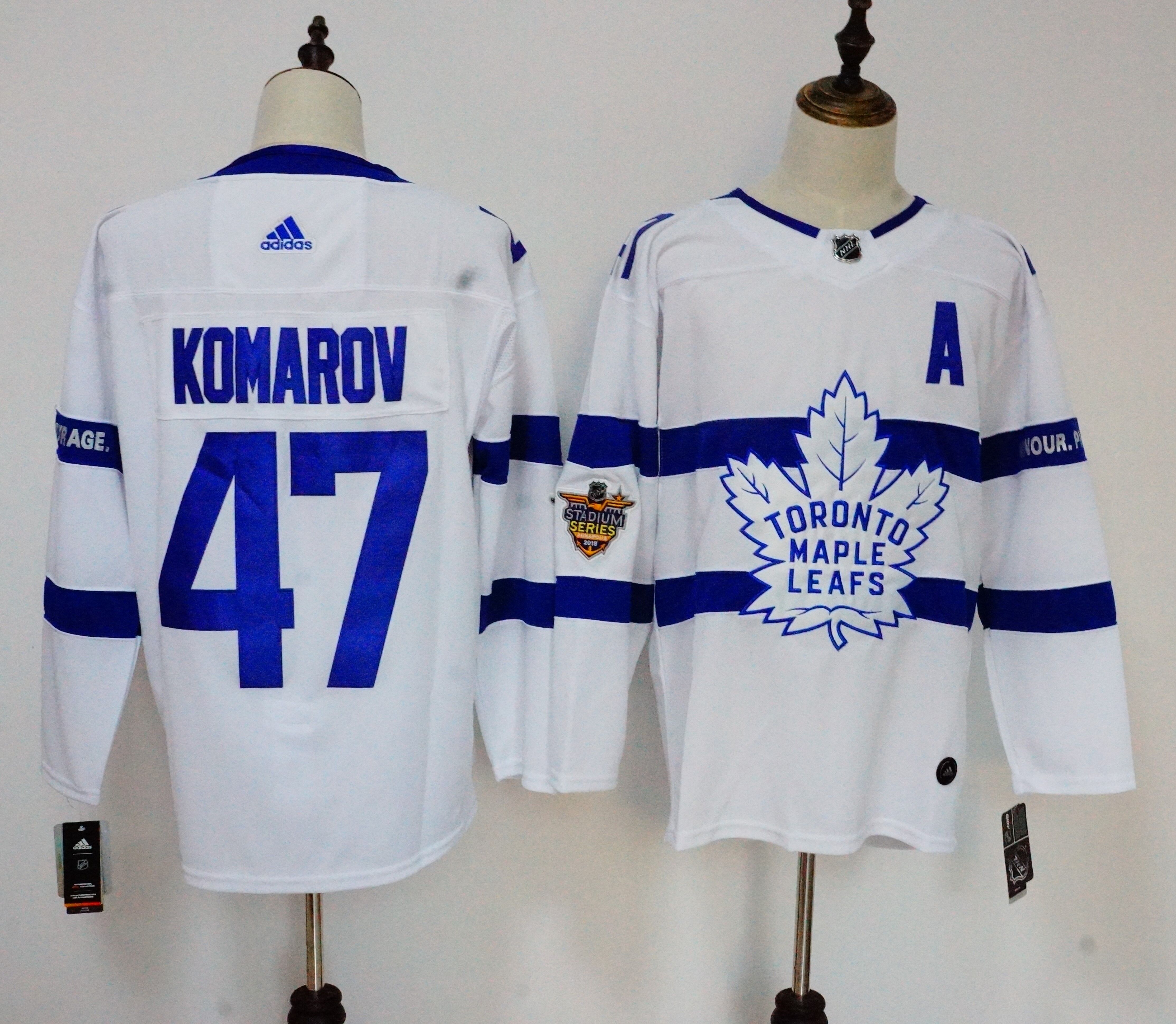 Men Toronto Maple Leafs 47 Komarov White Adidas AD NHL Jerseys